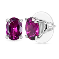 D'Joy AAA Radiant Ember Garnet 1.80 ctw Earrings in Rhodium Over Sterling Silver