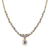 EverTrue Tanzanite 3.00 ctw Petal Flow Necklace in 18K YG Plated (18-20 Inches) (Del. In 8-10 Days)