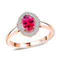 D'Joy Ouro Fino Rubellite and Diamond Ring in 18K Vermeil Rose Gold Over Sterling Silver (Size 10) 1.00 ctw - Sticky add to cart bar