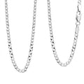 Italian Rhodium Over Sterling Silver Flat Curb Chain Necklace 18 Inches 5.20 Grams - Sticky add to cart bar