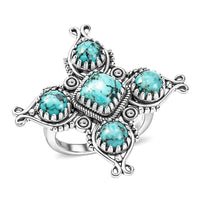 D'Joy Premium Blue Moon Turquoise Ring in Black Oxisised Sterling Silver (Size 10.0) 2.80 ctw