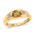 Premium Golden Apatite, Luxuriant Lab Grown Diamond (G-H, SI) Men's Ring in 18K Vermeil YG Over Sterling Silver (Size 11.0) 1.30 ctw - Sticky add to cart bar