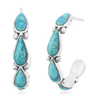 Santa Fe Style Kingman Turquoise  Earrings in Sterling Silver 6.00 ctw