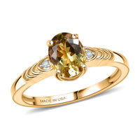Premium Golden Apatite, Luxuriant Lab Grown Diamond (G-H, SI) Ring in 18K YG Over Sterling Silver (Size 10.0) 1.25 ctw