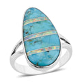 Santa Fe Style Kingman Turquoise, Opal Ring in Sterling Silver (Size 10.0) 5.50 ctw - Sticky add to cart bar