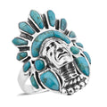 Santa Fe Style Kingman Turquoise Ring in Sterling Silver (Size 10.0) 16.00 ctw - Sticky add to cart bar
