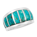 Santa Fe Style Kingman Turquoise  Ring in Sterling Silver (Size 10.0) 8.00 ctw - Sticky add to cart bar