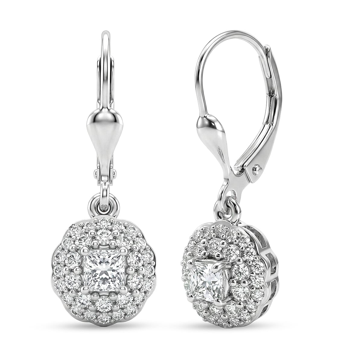Luxuriant Lab Grown Diamond (G-H, SI) Earrings in Rhodium Over Sterling Silver 1.10 ctw