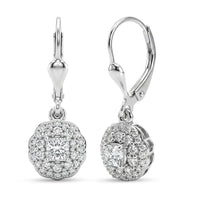 Luxuriant Lab Grown Diamond (G-H, SI) Earrings in Rhodium Over Sterling Silver 1.10 ctw