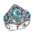 D'Joy Artisan Crafted Premium Blue Moon Turquoise Ring in Black Oxidized Sterling Silver (Size 10.0) 5.50 ctw - Sticky add to cart bar
