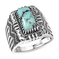 D'Joy Artisan Crafted Premium Blue Moon Turquoise Men's Ring in Black Oxidised Sterling Silver (Size 10.0) 3.60 ctw - Sticky add to cart bar