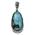 D'Joy Artisan Crafted Premium Blue Moon Turquoise 6.40 ctw Pendant without Chain in Black Oxidised Sterling Silver - Sticky add to cart bar