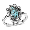 D'Joy Artisan Crafted Premium Blue Moon Turquoise Ring in Black Oxidised Sterling Silver (Size 10.0) 1.60 ctw - Sticky add to cart bar
