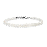 D'Joy Rainbow Moonstone 25.00 ctw Beaded Bracelet in Rhodium Over Sterling Silver (7.25-9.25In) (Del. in 8-10 Days)