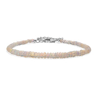 D'Joy Ethiopian Welo Opal 14.00 ctw Beaded Bracelet in Rhodium Over Sterling Silver (7.25-9.25In) (Del. in 8-10 Days)