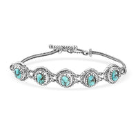 D'Joy Artisan Crafted Premium Blue Moon Turquoise 3.40 ctw Bracelet in Sterling Silver (7.25 In)