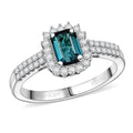 Certified & Appraised Rhapsody 950 Platinum AAAA Monte Belo Indicolite, Diamond (E-F, VS) (0.34 cts) Ring (Size 10.0) (5.55 g) 1.54 ctw - Sticky add to cart bar