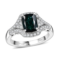 Certified & Appraised Rhapsody 950 Platinum AAAA Monte Belo Indicolite, Diamond (E-F, VS) (0.43 cts) Ring (Size 10.0) (6.50 g) 2.34 ctw