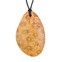 Freeform Hand Polished Coral Fossil Jasper 64.00 ctw with Adjustable Black Cord Necklace