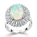 D'Joy Premium Ethiopian Welo Opal, Moissanite Ring in Rhodium Over Sterling Silver (Size 10.0) 4.90 ctw - Sticky add to cart bar