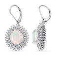 D'Joy Premium Ethiopian Welo Opal and Moissanite 6.70 ctw Moonlit Radiance Earrings in Rhodium Over Sterling Silver - Sticky add to cart bar