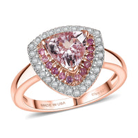 D'Joy Premium Pink Morganite, Multi Gemstone Ring in 18K Vermeil RG Over Sterling Silver (Size 10.0) 1.65 ctw