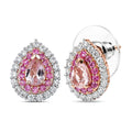 D'Joy Premium Pink Morganite and Multi Gemstone 1.65 ctw Blush Teardrop Earrings in 18K Vermeil Rose Gold Over Sterling Silver - Sticky add to cart bar