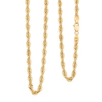 4mm Laser Rope Chain Necklace in 10K Yellow Gold 6.5 Grams 22 Inches