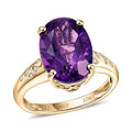 Valentine Special Deal Luxoro 10K Yellow Gold Premium Lusaka Amethyst, Diamond (I2) Ring (Size 6.0) 5.70 ctw - Sticky add to cart bar