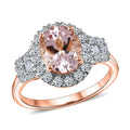 Certified & Appraised AAA Pink Morganite and Luxuriant Lab Grown Diamond G-H SI 3.36 ctw Ring in 10K Rose Gold - Sticky add to cart bar