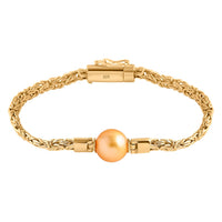 D'Joy Bali Legacy South Sea Golden Cultured Pearl and Lab Grown Diamond G-H SI 0.05 ctw Bracelet in 22K Vermeil YG Over Sterling Silver (7.25 In)
