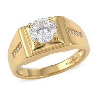 EverTrue White Topaz Men's Ring in 18K YG Plated (Size 10.0) 2.60 ctw