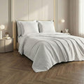 American Thread Collection 6pc White Microfiber Stripe Sheet Set -King (Fits Up to 16 Mattress) - Sticky add to cart bar
