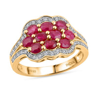 STS Closeout Ruby, Zircon Ring in 14K YG Over Sterling Silver (Size 10.0) 2.48 ctw