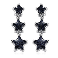 GP Whispers of Murano Style Star Earrings in Rhodium Over Sterling Silver (Del. in 8-10 Days)