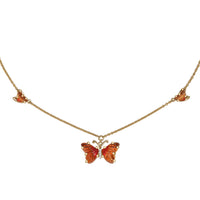 GP Whispers of Murano Style and White Zircon 0.10 ctw Butterfly Necklace in 18K Vermeil Yellow Gold Over Sterling Silver 18-20 Inches (Del. in 8-10 Days)