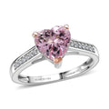 Premium Pink Morganite, Luxuriant Lab Grown Diamond (G-H, SI) Ring in 18K Vermeil RG and Rhodium Over Sterling Silver (Size 10.0) 1.70 ctw - Sticky add to cart bar