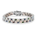 D'Joy Premium Ethiopian Welo Opal, Multi Gemstone Bracelet in Rhodium Over Sterling Silver (6.50 In) 14.00 ctw - Sticky add to cart bar