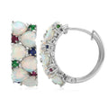 D'Joy Premium Ethiopian Welo Opal and Multi Gemstone 3.50 ctw Earrings in Rhodium Over Sterling Silver - Sticky add to cart bar