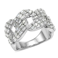 D'Joy Moissanite Cuban Band Men's Ring in Rhodium Over Sterling Silver (Size 10.0) 2.40 ctw