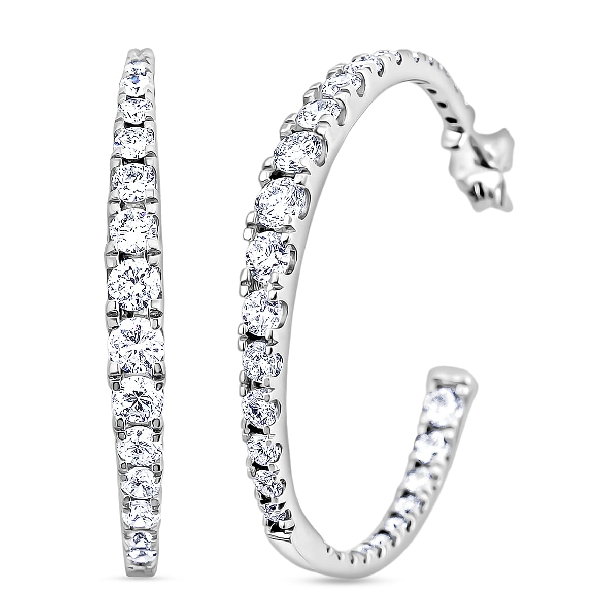 Luxuriant Lab Grown Diamond 2.00 ctw Hoop Earrings in Sterling Silver