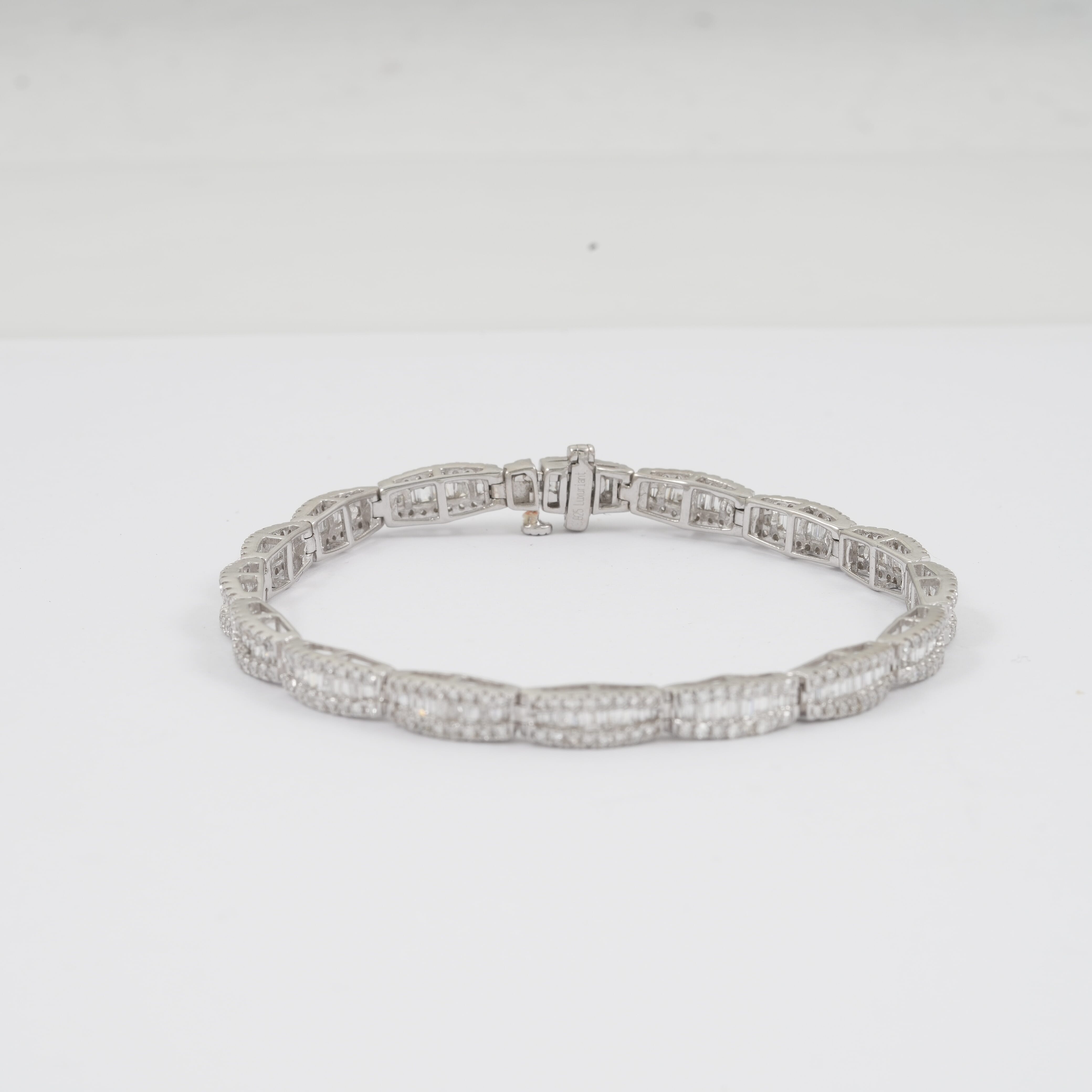 Luxuriant Lab Grown Diamond G-H SI 4.00 ctw Beaded Bracelet in Rhodium Over Sterling Silver (7.50 In)