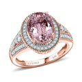 Luxoro 10K Rose Gold Premium Pink Morganite, Diamond (I2) (0.33 cts) Ring (Size 6.0) 2.90 ctw - Sticky add to cart bar