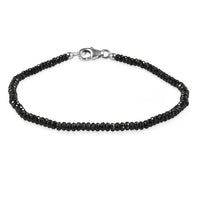 D'Joy Thai Black Spinel 15.00 ctw Beaded Bracelet in Rhodium Over Sterling Silver (7.25 In) (Del. in 10-12 Days)