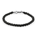 D'Joy Thai Black Spinel 27.00 ctw Twisted Three Row Beaded Bracelet in Rhodium Over Sterling Silver (7.25 In) (Del. in 10-12 Days) - Sticky add to cart bar