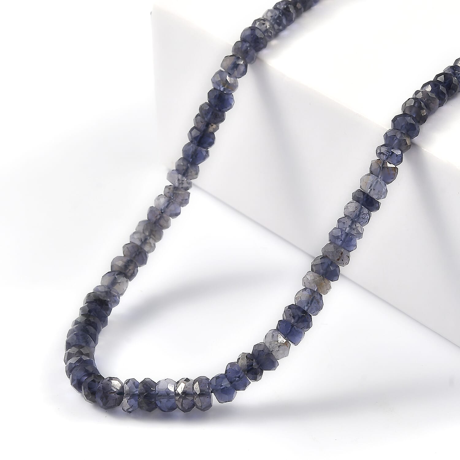 D'Joy Catalina Iolite 46.50 ctw Beads Necklace in Rhodium Over Sterling Silver 18-20 Inches
