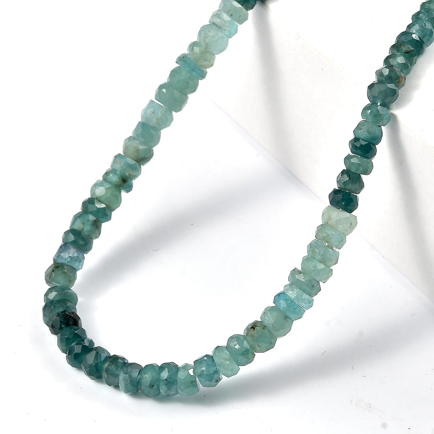 D'Joy Premium Grandidierite 75.00 ctw Beaded Necklace in Rhodium Over Sterling Silver 18-20 Inches (Del. in 8-10 Days)