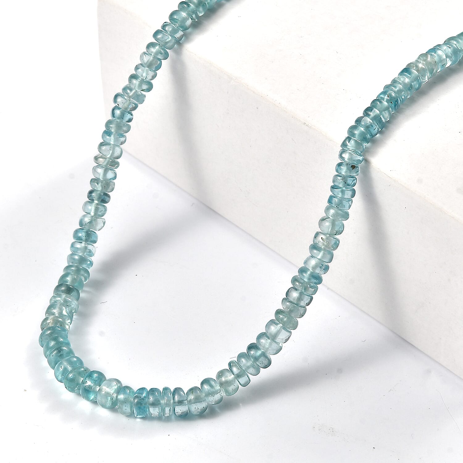 D'Joy Premium Blue Zircon 77.00 ctw Beaded Necklace in Rhodium Over Sterling Silver 18-20 Inches (Del. in 8-10 Days)