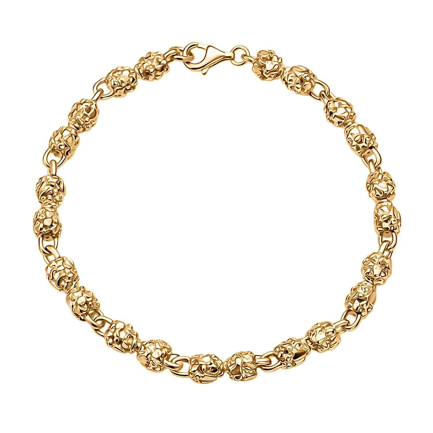Epic Deal 18K Vermeil YG Over Sterling Silver Nugget Link Men's Bracelet (8.50 In) (21.20 g)