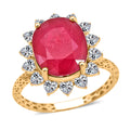 Luxoro AAA Niassa Ruby (FF) and Moissanite 7.90 ctw Ring in 10K Yellow Gold (Size 8.0) - Sticky add to cart bar